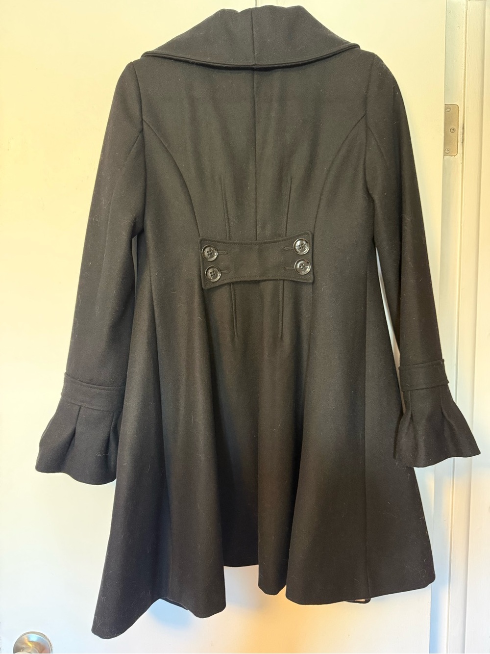 Express Black Pea Coat with Leopard-Print Lining - Picture 6 of 6